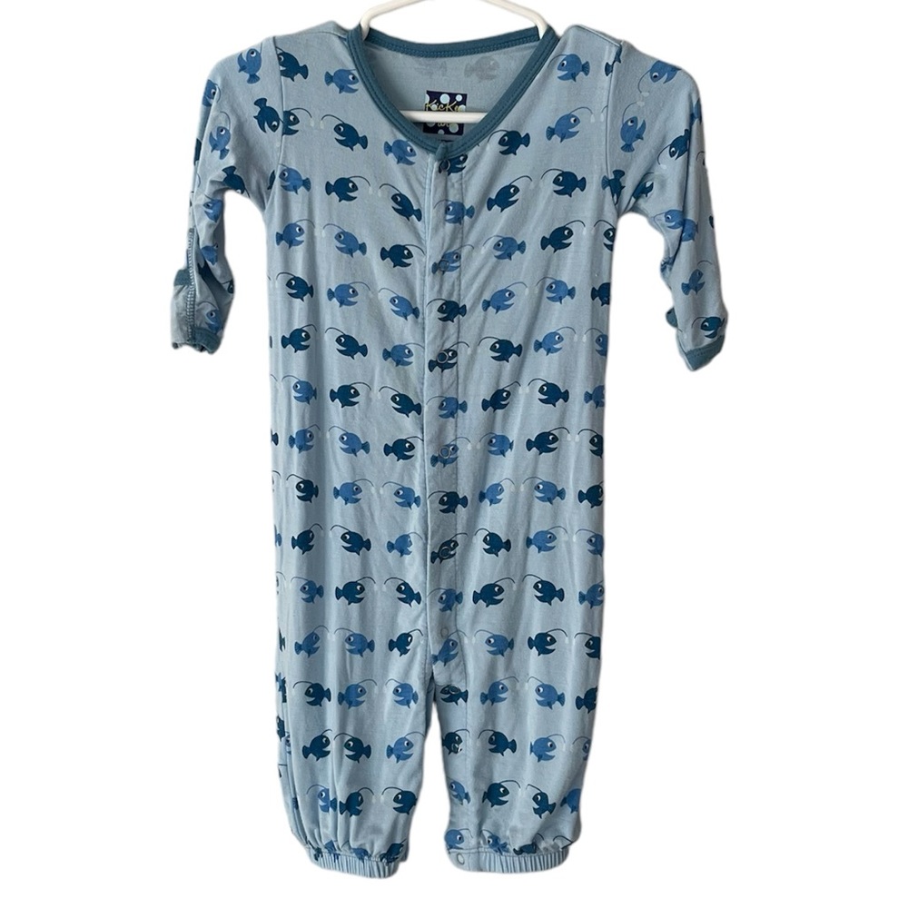 Kickee Pants Convertible Gown Pond Angler Fish Bamboo Size 3-6 Months